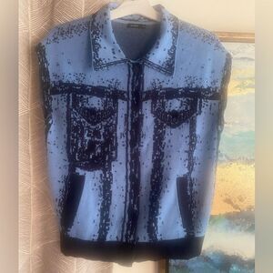 MOMA blue vest with black painted details size 36